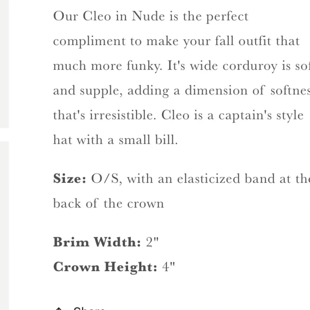 SALE  ! Wyeth creamy corduroy paper boy hat - Picture 5 of 5